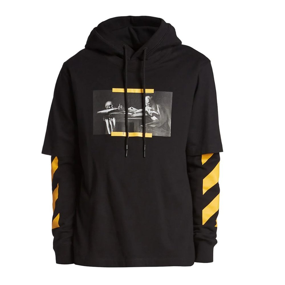 NWT Off-White Carvaggio's "St. Jerome Writing" 2 Layered Cotton Hoodie XS $720